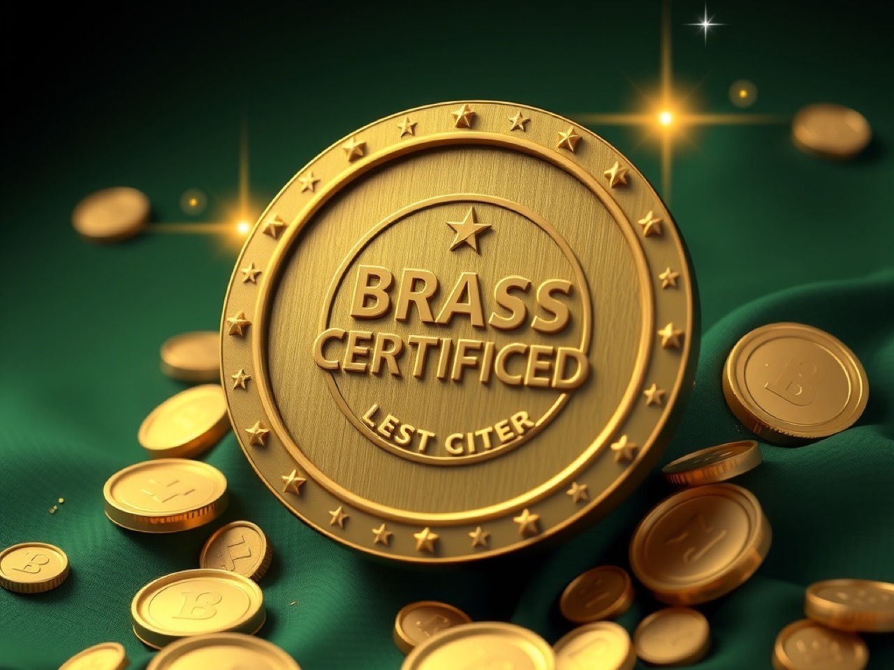 Diwa Lucky hero artwork showing a brass certification seal and shield on green baize with gold coins