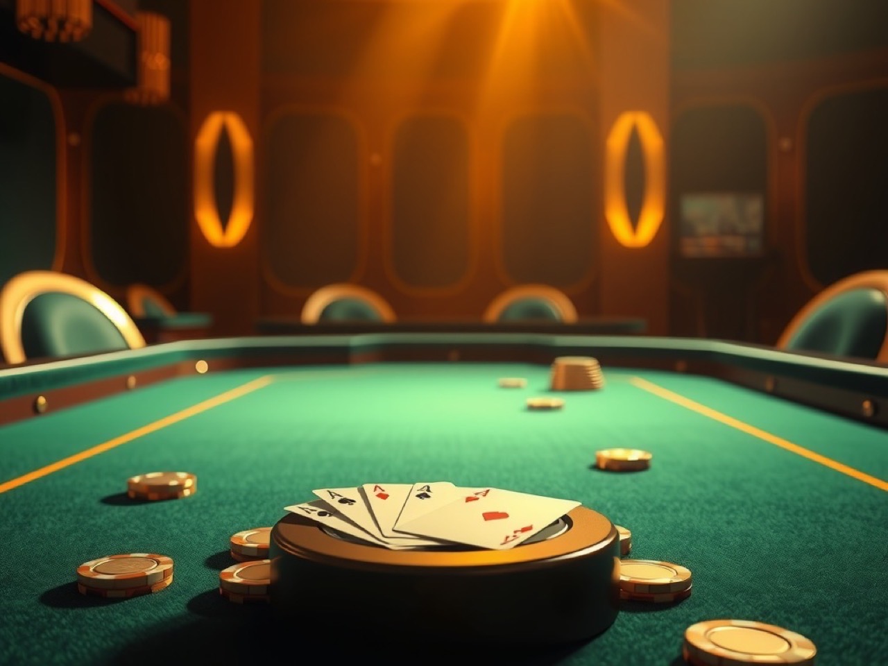Diwa Lucky hero artwork showing an empty live casino table with a card shoe, chips and studio lighting on green baize