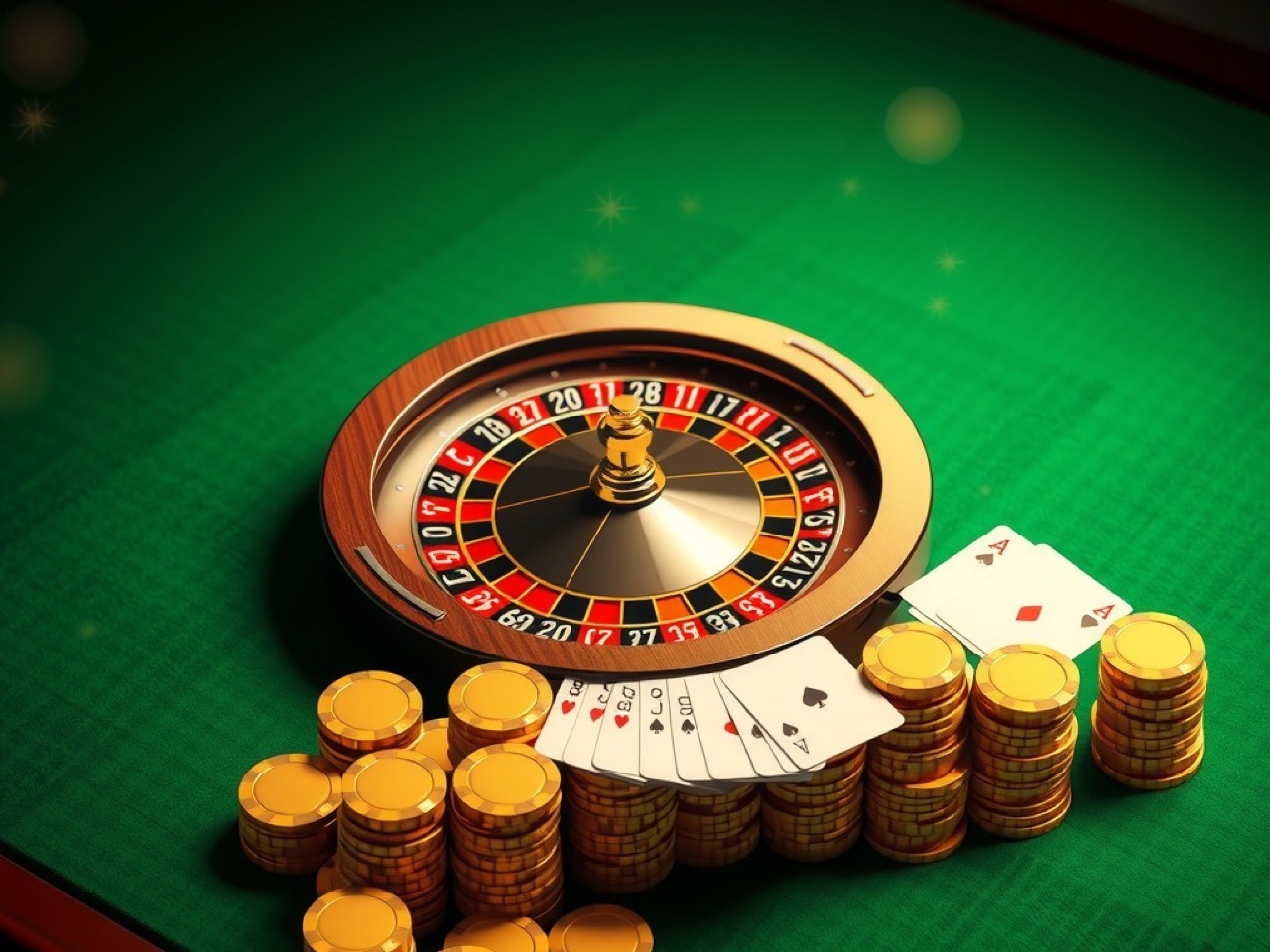 Diwa Lucky hero artwork showing a roulette wheel and stacked chips on a green baize table with fanned cards